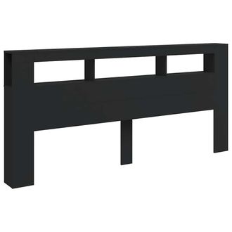 vidaXL Cabecero Con Led Madera De Ingenier&iacute;a Negro 220x18,5x103,5 Cm Vidaxl