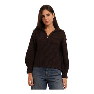 A|X Armani Exchange Half-zip Pullover - Dames - Ronde hals truien - Bruin - M - Wol - Truien & Vesten