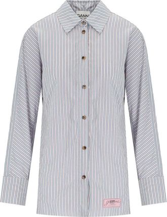 Ganni Gestreepte Chambray Overhemd - Dames - Overhemden - Blauw - XS - Overhemden