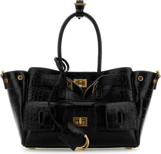 Balenciaga Black Leather Carry All Bel Air Shopping Bag