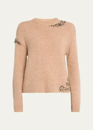 Cinq &agrave; Sept Crystal Lace Crewneck Sweater