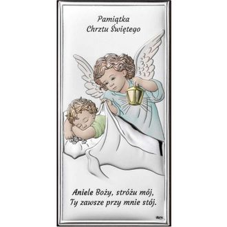 OEM Imagen Plateada De Un &Aacute;ngel De Colores, Recuerdo Del Santo Bautismo Con La Oraci&oacute;n &aacute;ngel De Dios... Ds01c 8 X 15 Cm