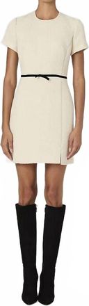 French Connection Contrast Tweed Dress In Cream