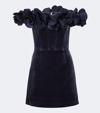 Rebecca Vallance Charles floral-appliqu&eacute; velvet minidress