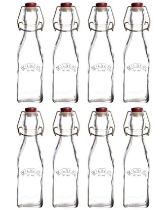 Kilner Kilner Set Of 8 Square Clip Top Bottles