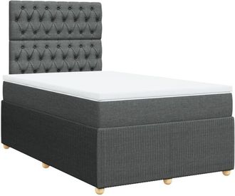 vidaXL Cama Box Spring Con Colch&oacute;n Tela Gris Oscuro 120x200 Cm Vidaxl