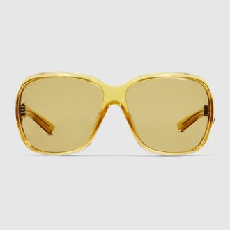 Gucci Square Frame Sunglasses, Yellow