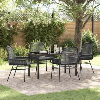 vidaXL Vidaxl - Conjunto De Comedor De Jard&iacute;n 5 Pcs Negro Rat&aacute;n Sint&eacute;tico
