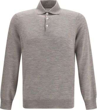 Brunello Cucinelli Grey Regular Polo Sweater