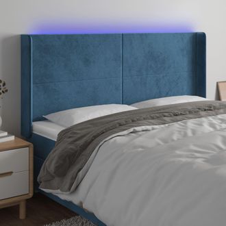 vidaXL Cabecero Con Led De Terciopelo Azul Oscuro 203x16x118/128 Cm Vidaxl