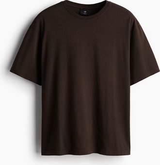 H&M T-Shirt im Washed-Look Loose Fit - Brown