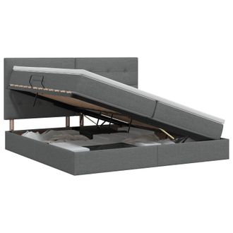 vidaXL Cama Con Almacenamiento Y Colch&oacute;n Gris Oscuro 200 X 200 Cm Tela Vidaxl