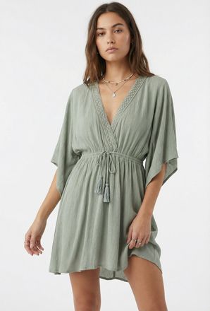 O'Neill Strandkleid ONEILL ESSENTIALS TOKEENA COVER UP, Damen, Gr. L (40), N-Gr, marble arch, Obermaterial: 100% Viskose, Kleider Strandkleid, mit Spitzendeta