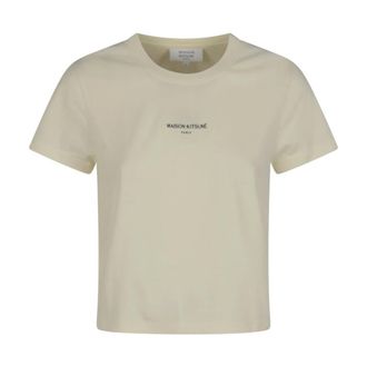 Maison Kitsun&eacute; T-Shirts, female, Beige, Size: S Paris Baby Tee-Shirt