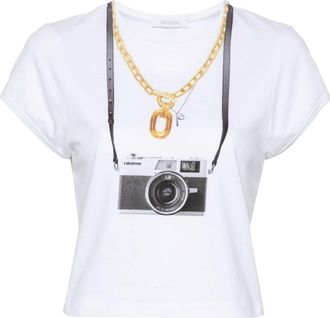 Paco Rabanne camera-print cotton T-shirt - women - Cotton - S - White