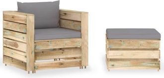 vidaXL Muebles De Jard&iacute;n 2 Piezas Con Cojines Madera Impregnada Verde Vidaxl
