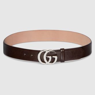Gucci Flat Marmont Belt, Size Gucci 100, Brown, Leather