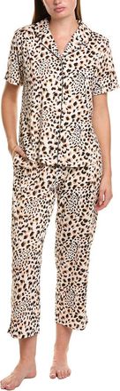 Flora Nikrooz Flora By Flora Nikrooz 2Pc Printed Knit Notch Collar Pajama Set