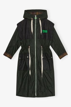 Ganni x Barbour Waxed Parka Jacket Size 10/12 - Green