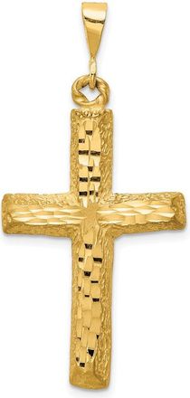 Diamond2Deal 14k Yellow Gold Diamond-cut Cross Charm
