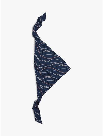 Tommy Hilfiger Womens Nautical Rope Print Silk Scarf - Yale Navy