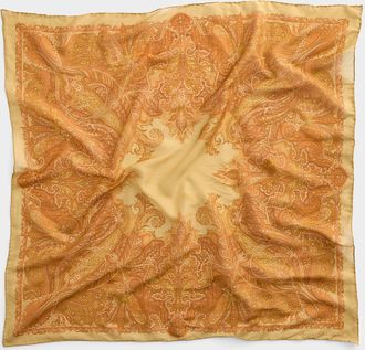 Lauren Ralph Lauren Womens Large sheer gold paisley scarf