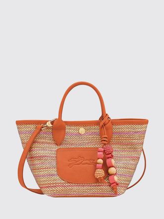 Longchamp Borsa Le Pliage Collection in rafia a righe e pelle a grana