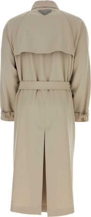Prada Mens Cappuccino Gabardine Trench Coat Corda
