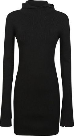 Fendi Mini-jurk met capuchon - Dames - Kleedjes - Zwart - XS - Wol - Kleedjes