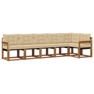 vidaXL Conjunto De Sof&aacute;s De Exterior Con Coj&iacute;n 6 Pcs Natural Y Beige Vidaxl