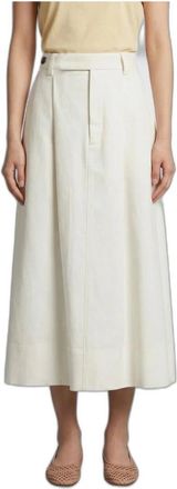 Brunello Cucinelli Twill Sartorial Rok - Dames - Midirokken - Beige - M - Linnen - Rokken