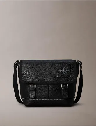 Calvin Klein Mens Bold Pebble Messenger Bag - Black