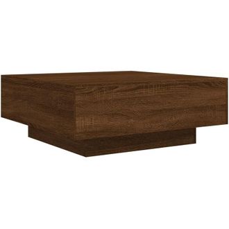 vidaXL Mesa de centro con luces led roble marrón 80x80x31 cm Vidaxl