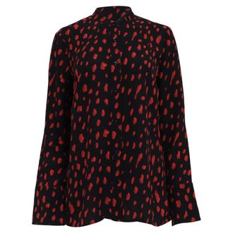 Proenza Schouler Printed Long Sleeve Blouse in Black Silk