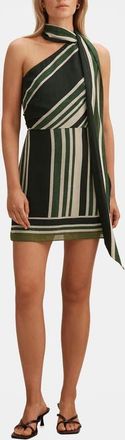 Ever New Trudy One-Shoulder Minidress in Verde Stripe at Nordstrom, Size 10