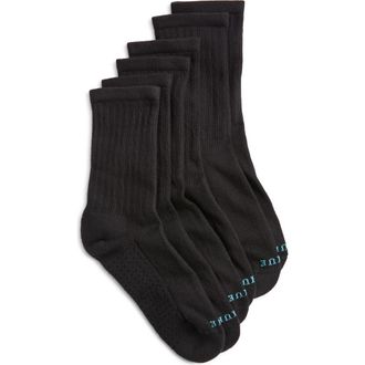 Hue Air Cushion Assorted 3-Pack Crew Socks in Black at Nordstrom