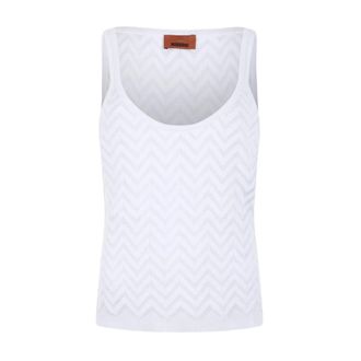 Missoni Tanktop met zigzagpatroon - Dames - Tops - Wit - Maat: XL Katoen