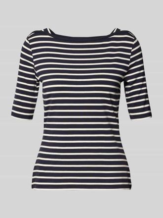 Comma T-Shirt mit U-Boot-Ausschnitt in Marine, Gr&ouml;&szlig;e 34