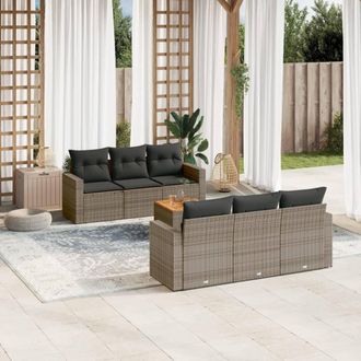 vidaXL Set De Sof&aacute;s De Jard&iacute;n 7 Piezas Con Cojines Rat&aacute;n Pe Gris Vidaxl