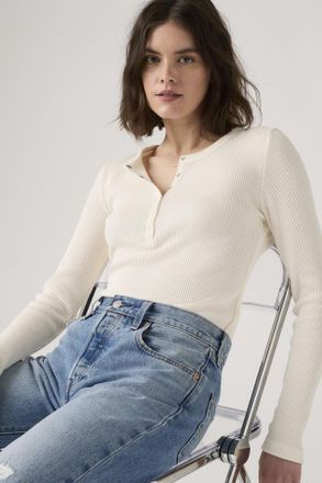 Levi's Camiseta de punto waffle Dry Goods - Mujer - XS - Blanco / Gardenia