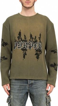 Purple Logo Long Sleeve Waffle Knit T-Shirt in Green at Nordstrom Rack, Size Xx-Large