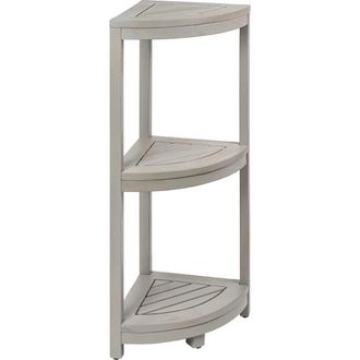 Happimess Sela 33 Classic Minimalist 3-Tier Acacia Wood Freestanding Bathroom Corner Shelf in Gray at Nordstrom