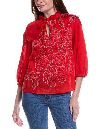 Vince Camuto Wide Pleat Collar Oversized Blouse
