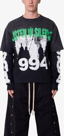 mnml Listen In Silence Layered Graphic T-Shirt in Black at Nordstrom, Size X-Small