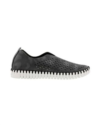 Ilse Jacobsen Womens Tulip Perforated Slip On Shoe In Black Camo