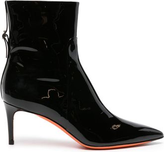 Santoni 65mm patent leather ankle boots - women - Calf Leather/Calf Leather/Rubber/Patent Calf Leather - 40 - Black