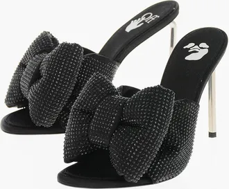 Off-white Solid-Color Mules With Bow Embellished With Rhinestones and Iconic Allen Heel 10 cm Off-White