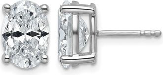 Diamond2Deal 14k White Gold 4 ctw Lab Grown Diamond Oval Stud Earrings