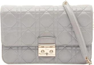 Dior Pre-owned Miss Dior Cannage Leather Shoulder Bag - Dames - Vintage Schoudertas - Grijs - ONE Size - Leer - Vintage