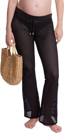 Cache Coeur Milos Sheer Maternity Cover-Up Pants in Black at Nordstrom, Size X-Large